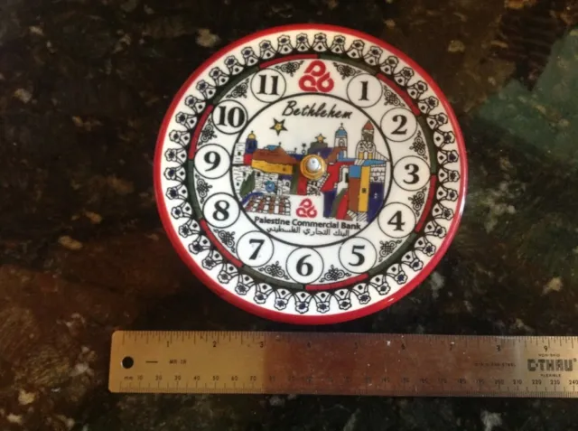 Bethlehem Palestine Commercial Bank clock plate, Hand painted ceramic, Pottery