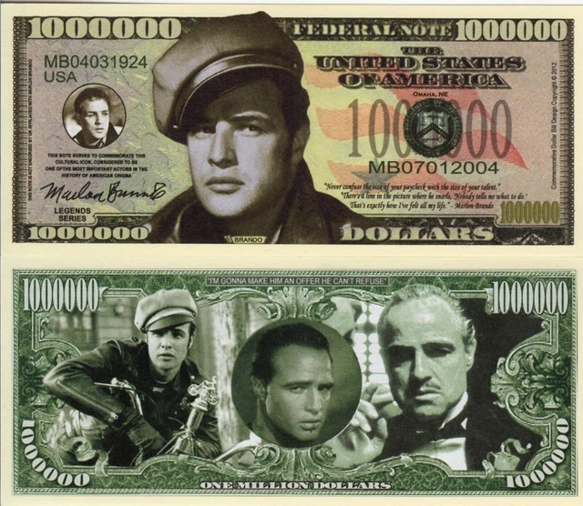 Marlon Brandon Million Dollar Nouveauté Monnaie