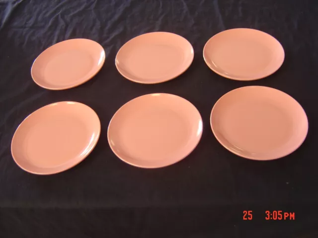 Set of 6  Vtg Boontonware Melmac Melamine PINK   Somerset Small Plates #7105