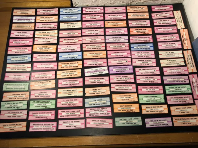 Vintage 45 RPM Rock Record Jukebox Title Strips Lot of 100 No Duplicates