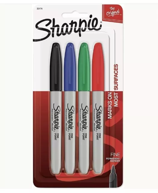 Sharpie Ultra Fine Tip Coloured Sharpie Permanent Marker Pens Black Red  Blue