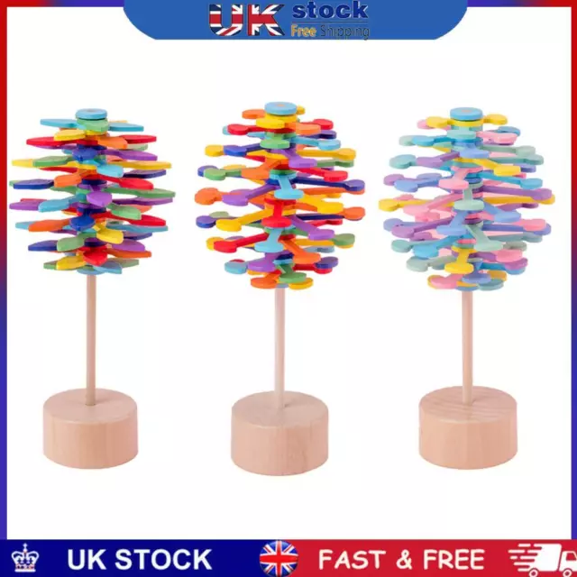 Wooden Helicone Wand Rotating Lolly Toy Children Decompression Educational Toys