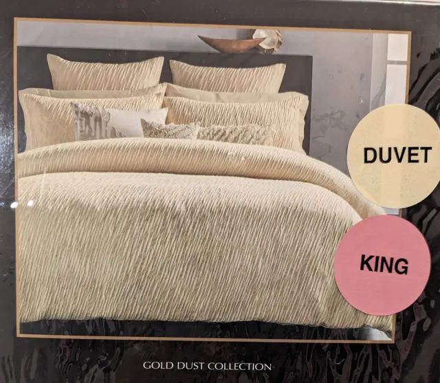 Donna Karan Home KING Duvet Cover GOLD DUST Jacquard Designer MSRP $575 NIP