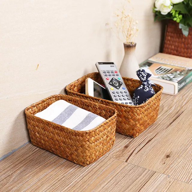 Cesti per stoccaggio alghe marine tessuti paglia rattan cesto scrivania organizer reggiseno 7
