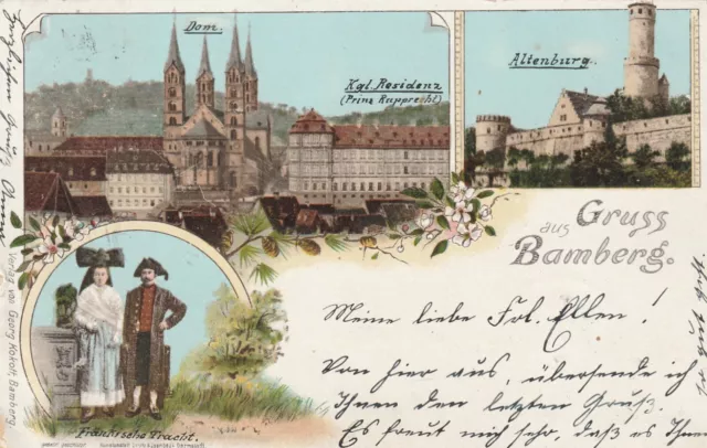 Litho AK Gruß aus Bamberg Mehrbild  Ortsansicht 1900