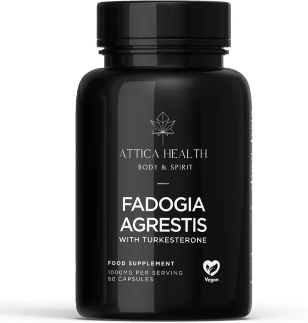 Attica Health Fadogia Agrestis con cápsulas de turkesterona | 1000 mg 20:1 máximo