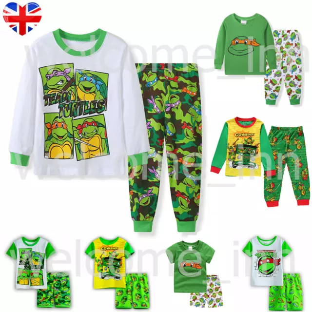 Kids Boys Teenages Mutant Turtles Ninja Pajamas Pjs Pyjamas Nightwear Sleepwear