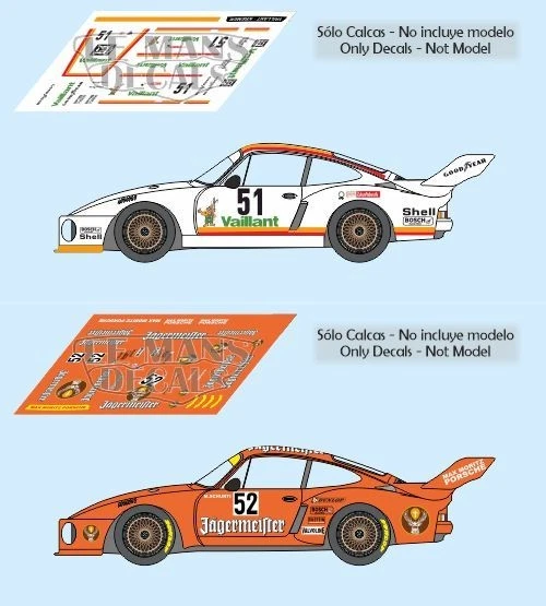 Le Mans Decals Decals Porsche 935 Zolder 1977 #51 E #52 - Varie Scale (1/24, 1/18, 1/32, 1/43)