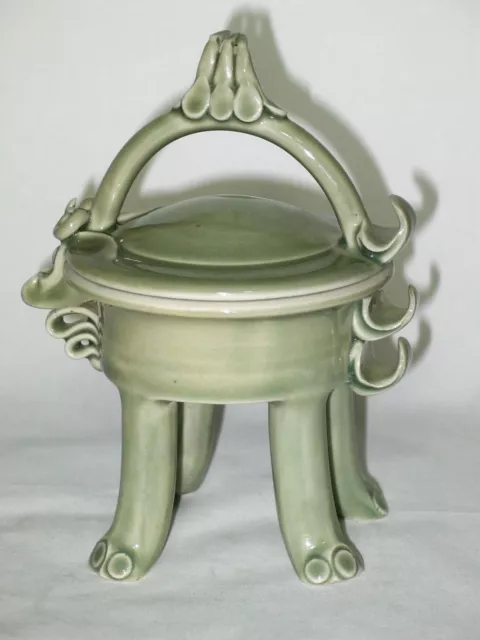 Anne Mercer Celadon “Dragon Pot” — Lidded Box — Australian Studio Pottery. EC 3