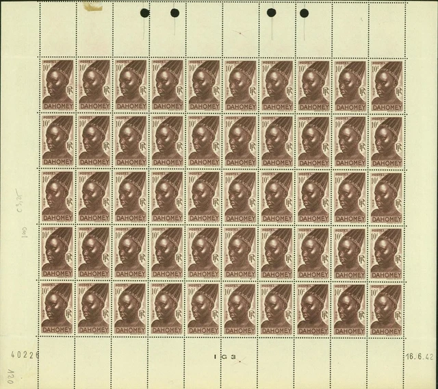 Dahomey 1941-French Colony -MNH stamps. Yvert Nr.:140. Sheet of 50(EB) AR1-01248