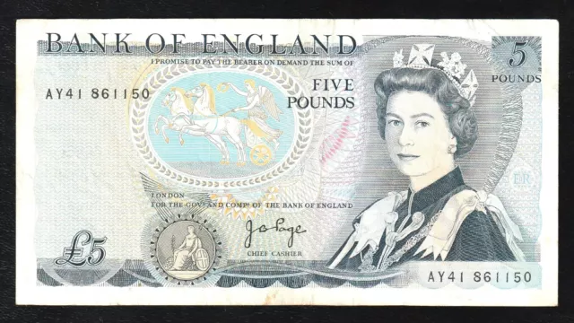 🇬🇧 UK (Great Britain) England £ 5 Pounds 1971 P 378a Bank of England QE II * N