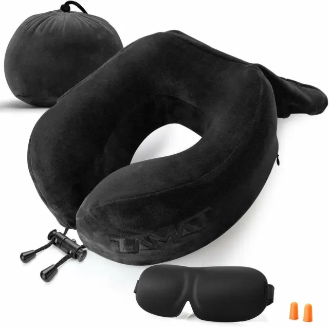 ZAMAT Breathable & Comfortable Memory Foam Travel U-Shaped Neck Pillow - BLACK