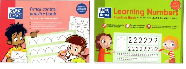 Oxford Learn to Write Book A4 Pencil control Book & Learning Numbers Book Age 3+