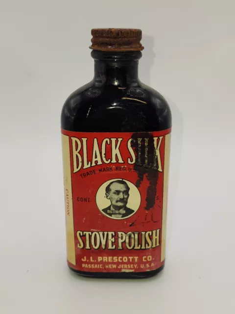 Antique Bottle-Black Silk Stove Polish J. L. Prescott Co. Passaic, NJ