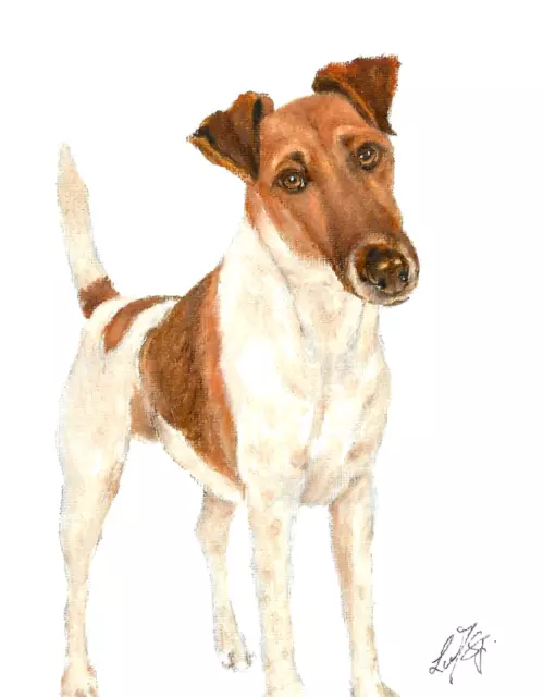 ✤ ORIGINAL Oil Portrait Painting FOX TERRIER SMOOTH Artist Signed Puppy Dog Art