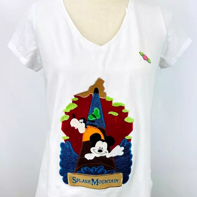Walt Disney World Mickey Mouse Pluto Splash Mountain Attention L Shirt Top