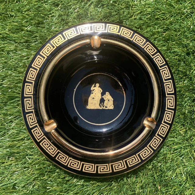 Vintage Greek Ashtray 24K Gold Handmade Ashtray Collectible Ashtray