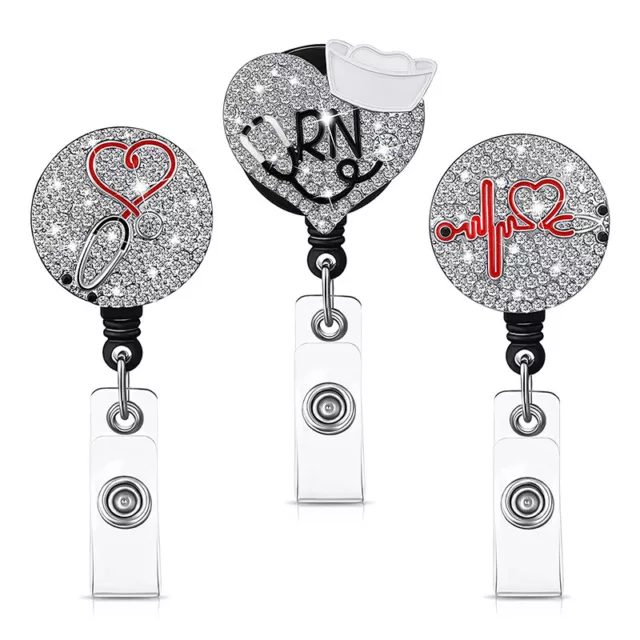 Distintivo carta d'identità carta d'identità cuore strass cristallo Love Heart retrattile ∑