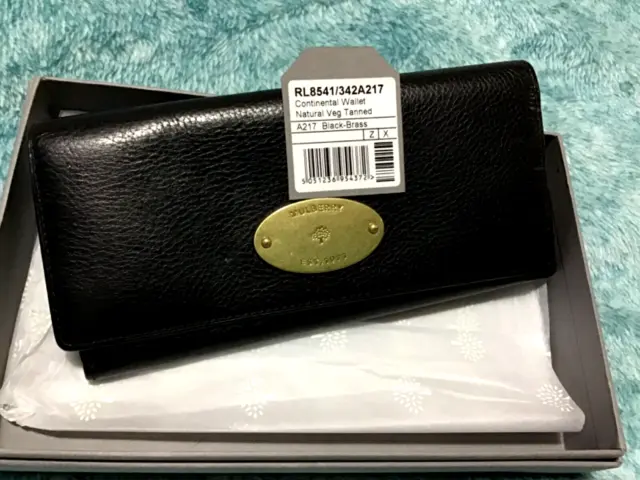 Mulberry black silky classic calf leather bow continental wallet purse -  Labels Most Wanted
