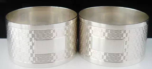 Pair Sterling Silver Napkin Rings, William Adams Ltd, Birmingham 1963