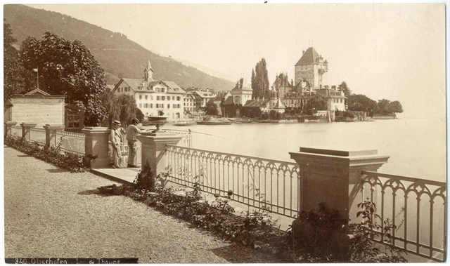 Suisse, Oberhofen, le lac de Thoune  Vintage albumen print Tirage albuminé