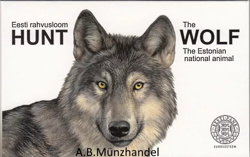 Estland 2021 Coincard 2 Euro Gedenkmünze - Nationaltier Wolf