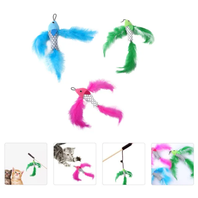 3 piezas cabezal de repuesto de accesorio de palo de pesca para gato juguete para teaser