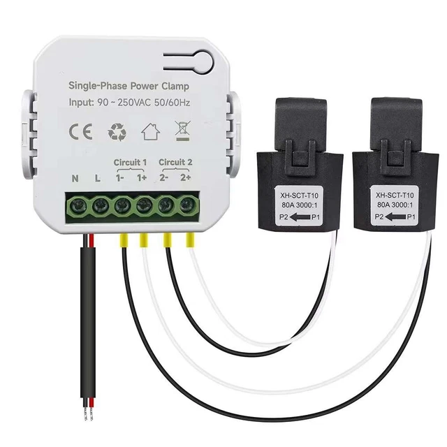 Misuratore di energia 80A Wifi con Morsetto CT App Bluetooth Elettrico Power Monitor