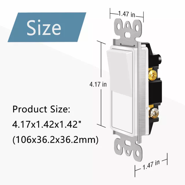 40 Pack 15A Decorator Paddle Rocker Switch Single Pole ON/OFF Wall Switch White 3