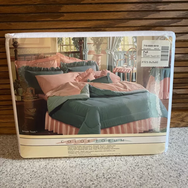 VINTAGE JCPENNEY COLOR Forum No Iron Percale White Full Flat Smooth