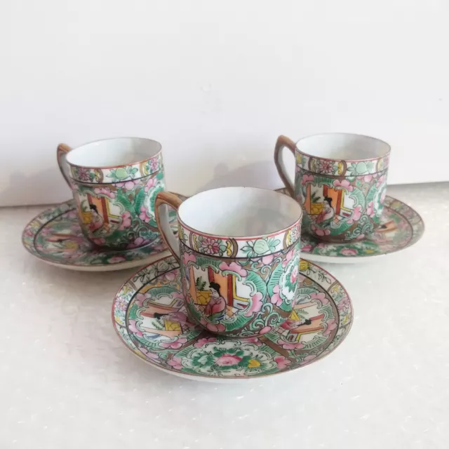 Early Japanese NORITAKE Coffee cups Hand painted Gilded Eggshell Porcelain 1920s