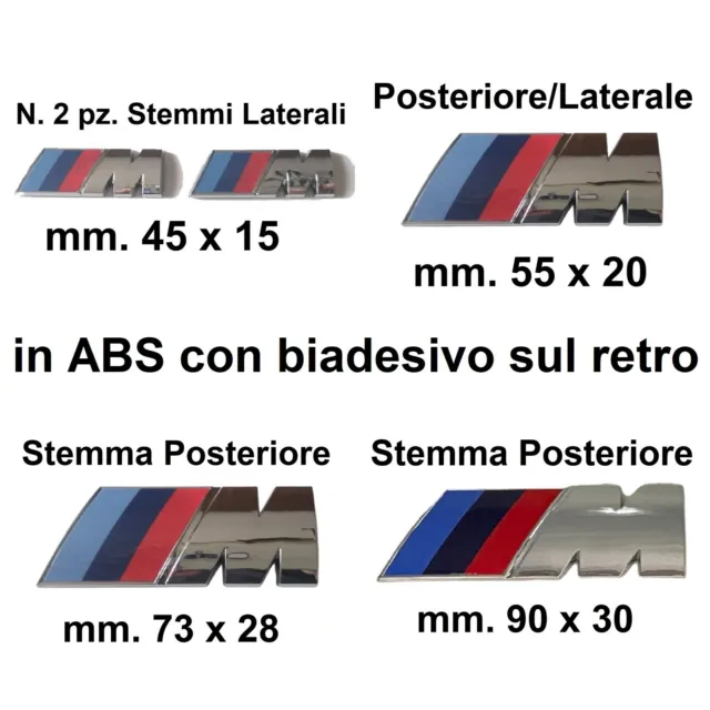 Stemma logo M Sport 3D Cromato compatibile BMW fregio adesivo in ABS 4 modelli