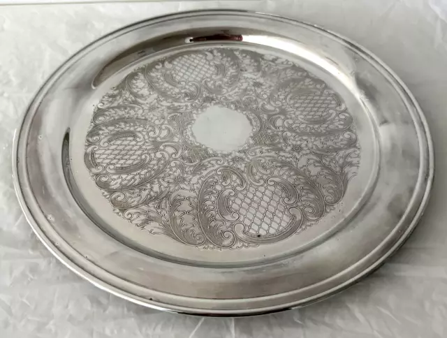 THE SHEFFIELD SILVER CO Silverplated Round Serving Tray 15" Floral Motif USA 762