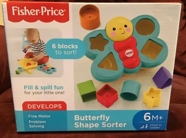 Fisher-Price Baby Butterfly Six Colorful Shape Sorter NEW
