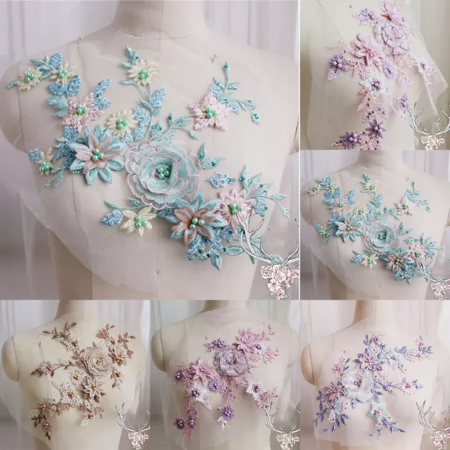 Applikation Kleidung Nähen Spitze Patches DIY Hochzeitskleid Collar Stickerei 3D