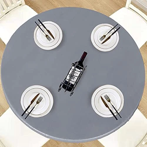 Round Waterproof Table Cover Elastic Tablecloth Vinyl Fitted Table Cover Elastic