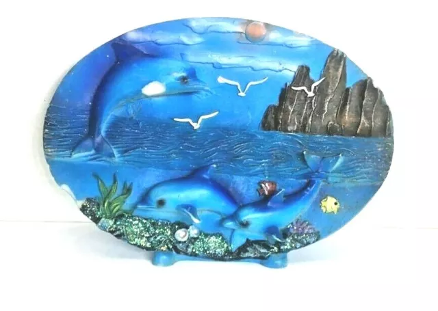 Wonderful 3D Dolphins Ocean floor Beach Blue Sea Sky Birds Mountains Beautiful