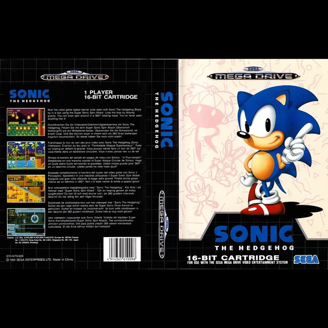 SONIC THE HEDGEHOG Mega Drive Genesis Replacement Box Art Case Insert Cover Only £3.95 PicClick UK