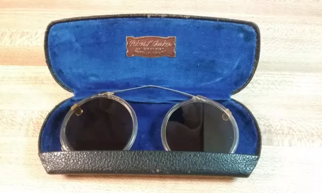 Antique SteamPunk Style Clip on Goggle Sunglasses with Original Hard Case