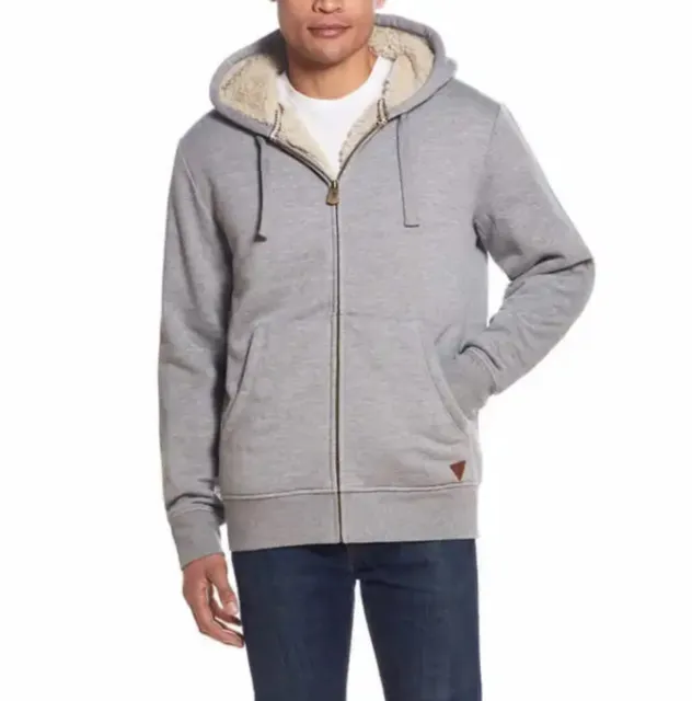 ⚡️Weatherproof Vintage Men’s Sherpa Lined Full Zip Hoodie Jacket Gray (Medium)