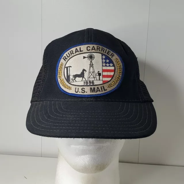 VTG USPS Rural Carrier US Mail Patch Mesh Trucker Hat Snapback Cap Horse Buggy 2