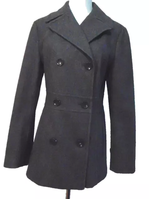 Kenneth Cole Reaction Womens Gray Wool Blend Peacoat Coat Jacket~ 8