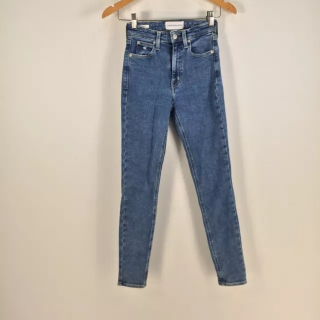 Calvin Klein womens denim jeans size 24 blue skinny high rise cotton 057054