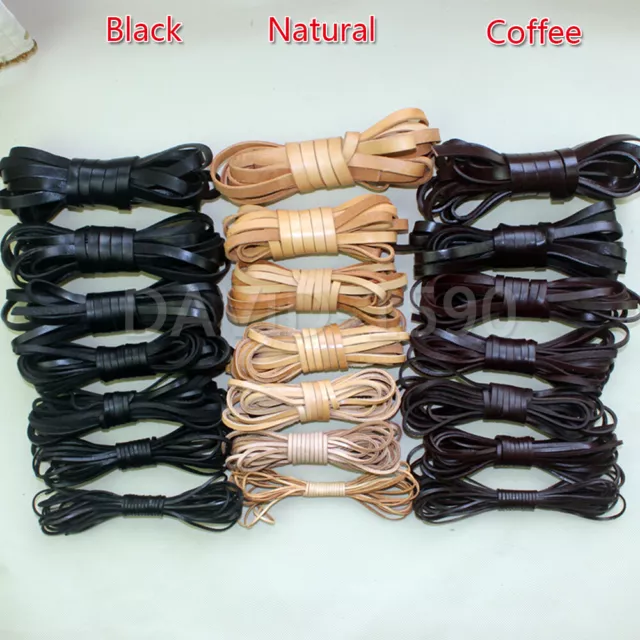 Flat Cow Real Leather Finding Cord String Lace Rope  Natural / Black / Coffee 3