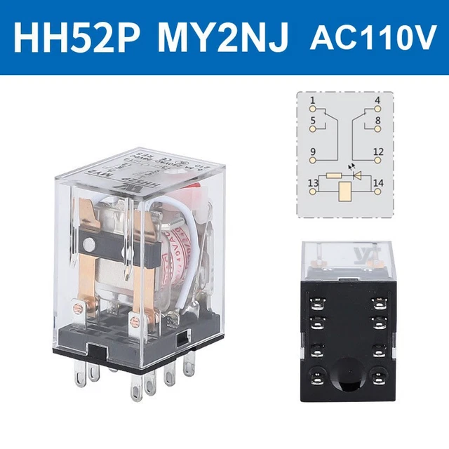 Buy Baomain General Purpose Power Relay HH52P AC 110V Coil LED Indicator 8 Pin Terminal With Din Rail Pyf 08 A Socket Base