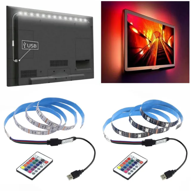 5V LED Strip Light Bar TV Back Lighting 5050 RGB Kitchen Room 24key Remote Light