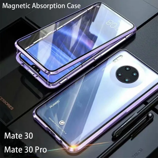 Housse de téléphone double côté en verre trempé 360° adsorption magnétique cadre métallique 2