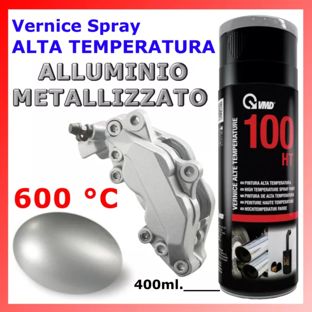 Vernice Spray ALLUMINIO Alta Temperatura per Pinze Freni Motore Stufe Auto Moto