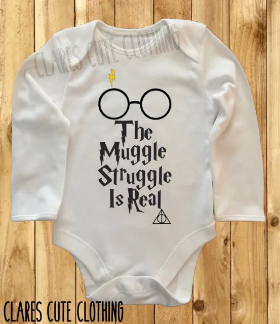 Harry Potter Muggle Struggle Baby Vest/ Grow  Bodysuit Romper