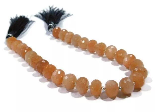 Peach Moonstone Natural gemstone beads Faceted Rondelle Beads 8mm Size 8inch Stn